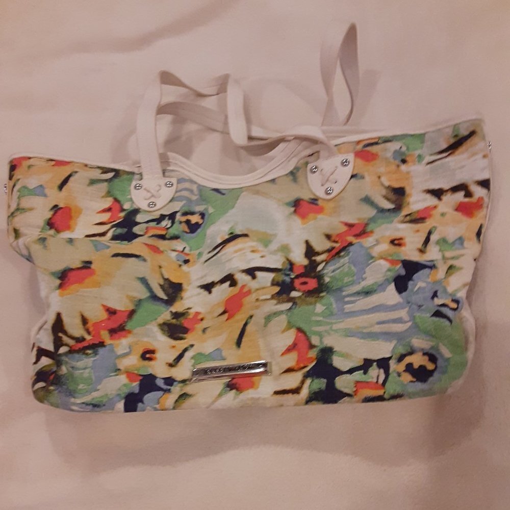 Ellen Tracy Flowered Handbag with 2 Handles, Snap Closure